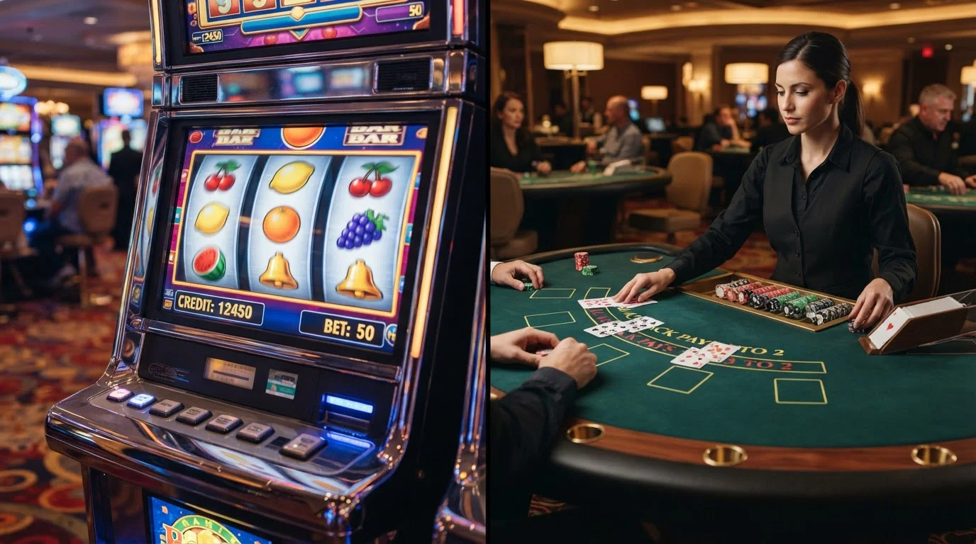 Automaty a live blackjack stůl s minimálními sázkami