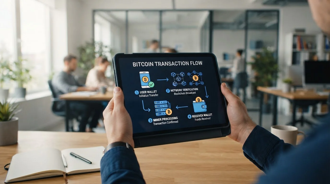 Krok-za-krokem diagram Bitcoin vkladu s ikonami peněženky a kasina