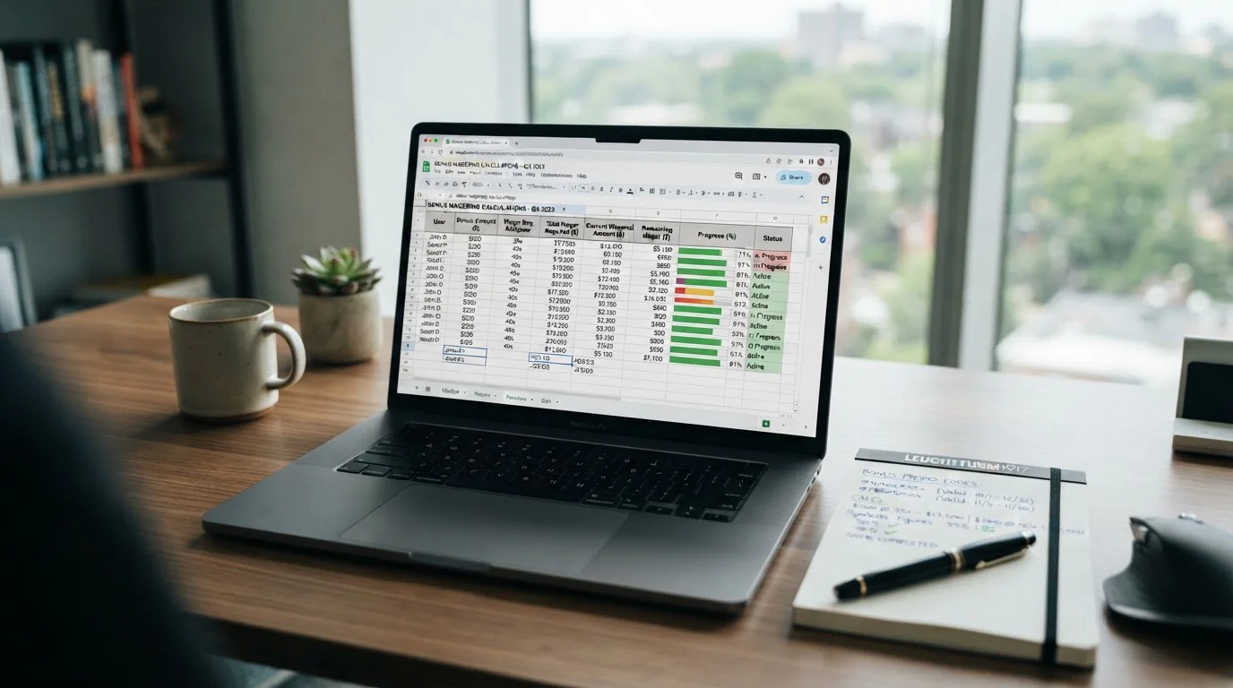 Notebook s kalkulací wagering requirements a symbolickým bonusovým kódem