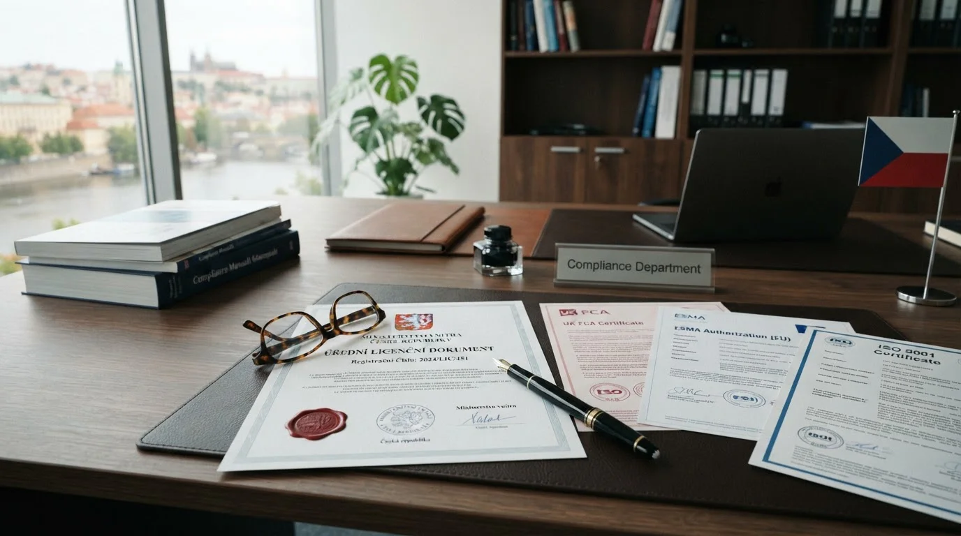 Dokumenty s razítky MFČR a symbolikou české a mezinárodní licence