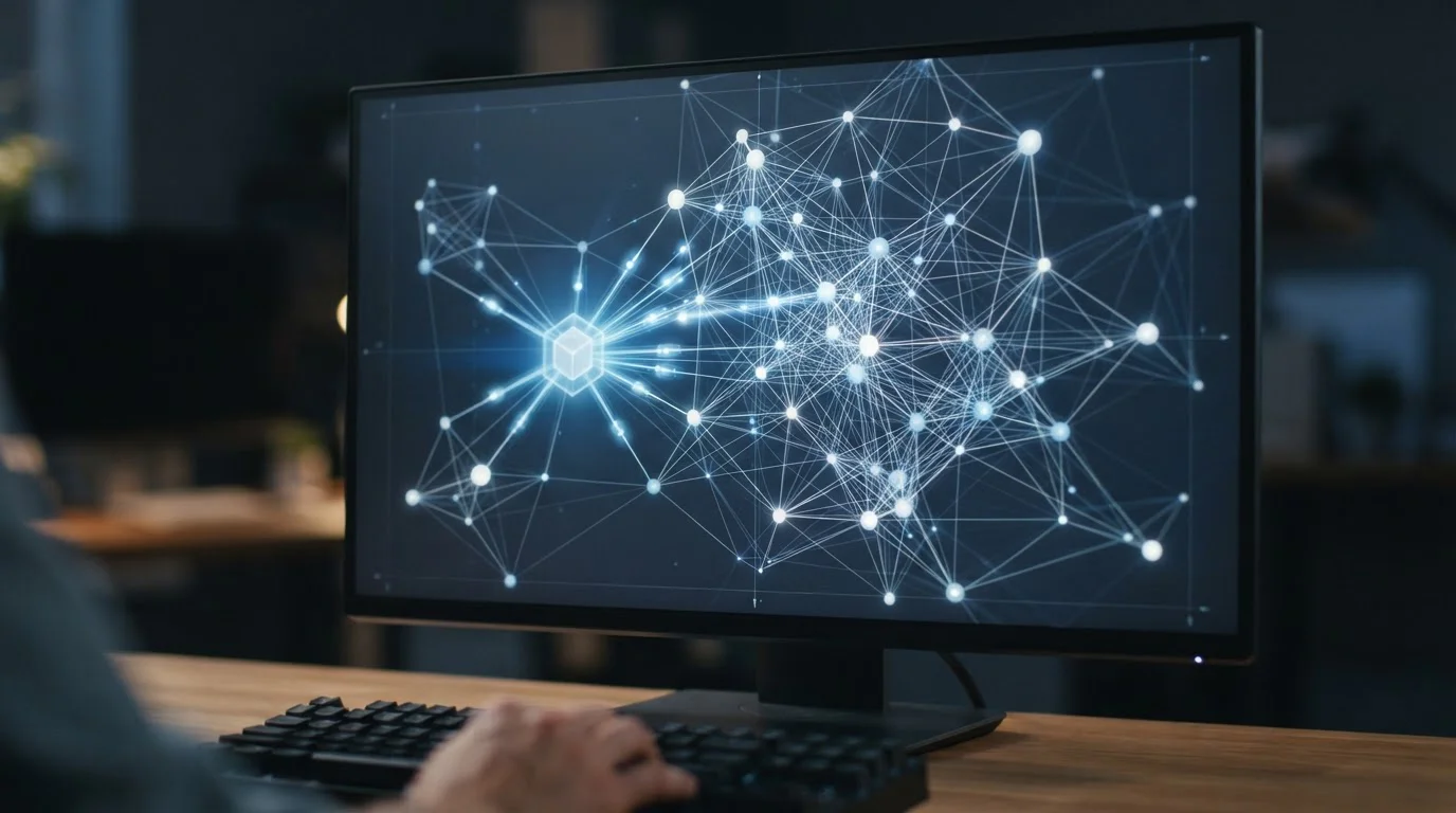 Detailní záběr na Ethereum síťový graf s potvrzováním bloků