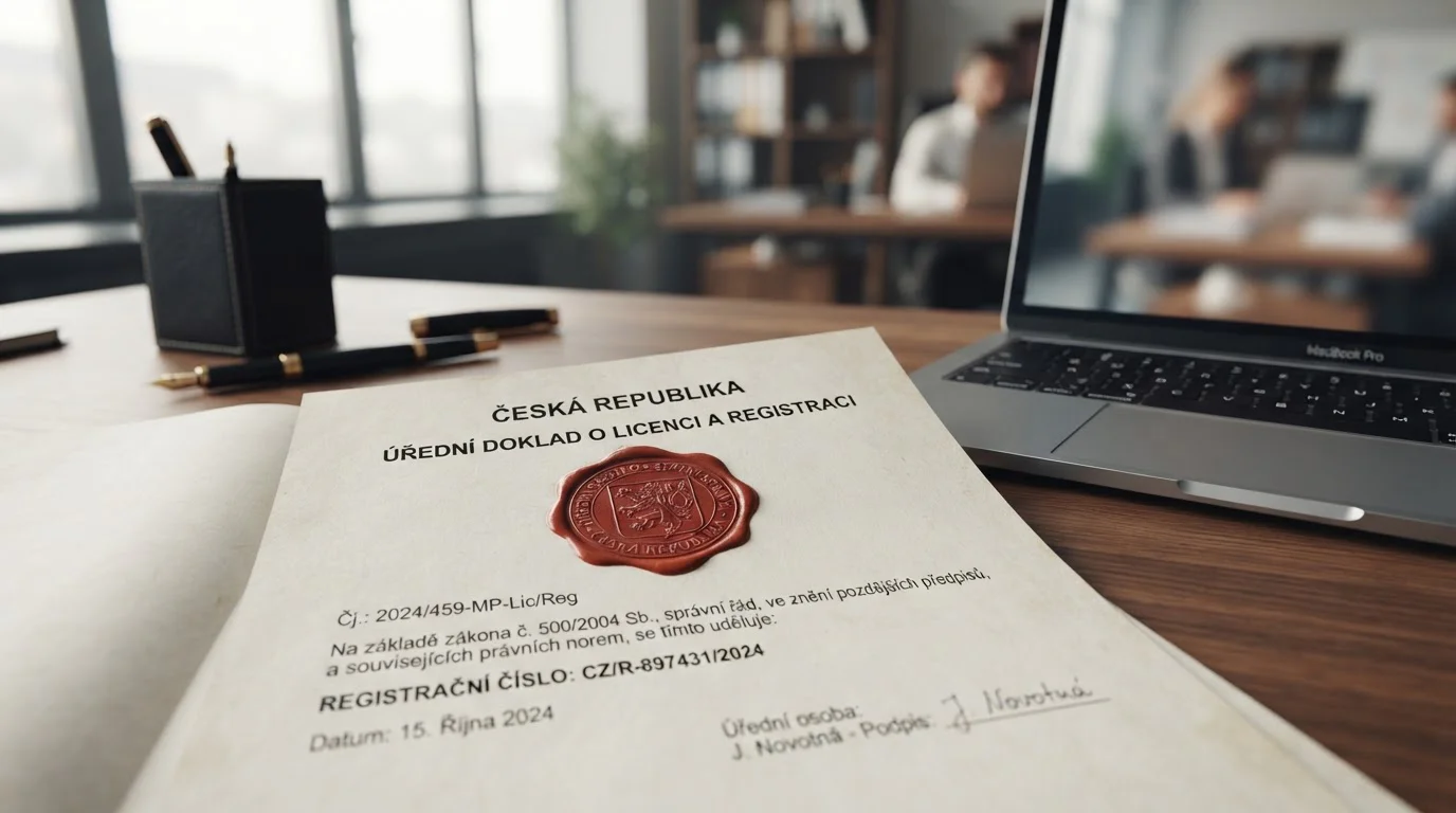 Oficiální dokument s pečetí na pracovním stole