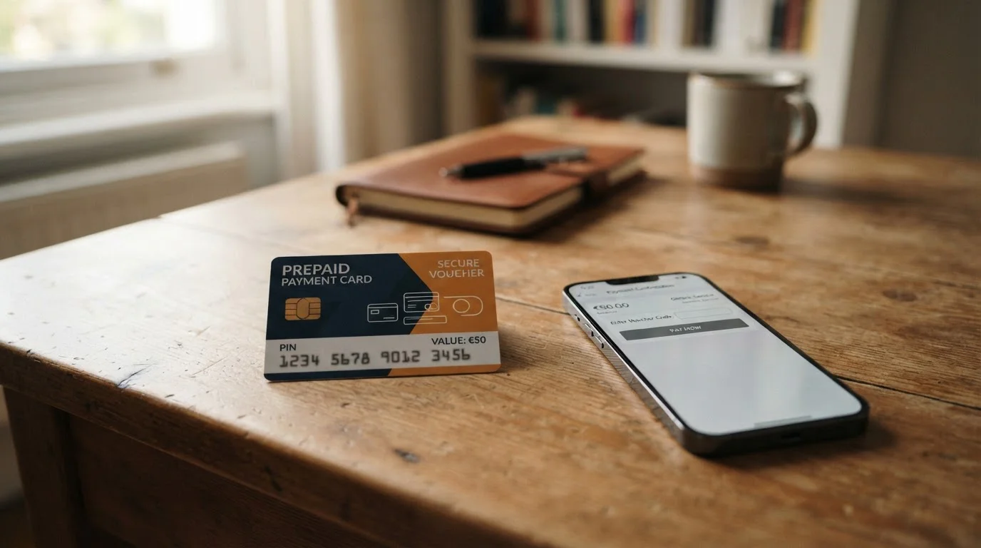 Předplacený kupón paysafecard připravený k použití v online kasinu