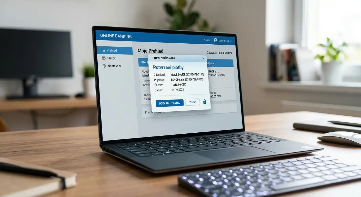 Notebook s rozhraním PLATBA 24 Česká spořitelna banking