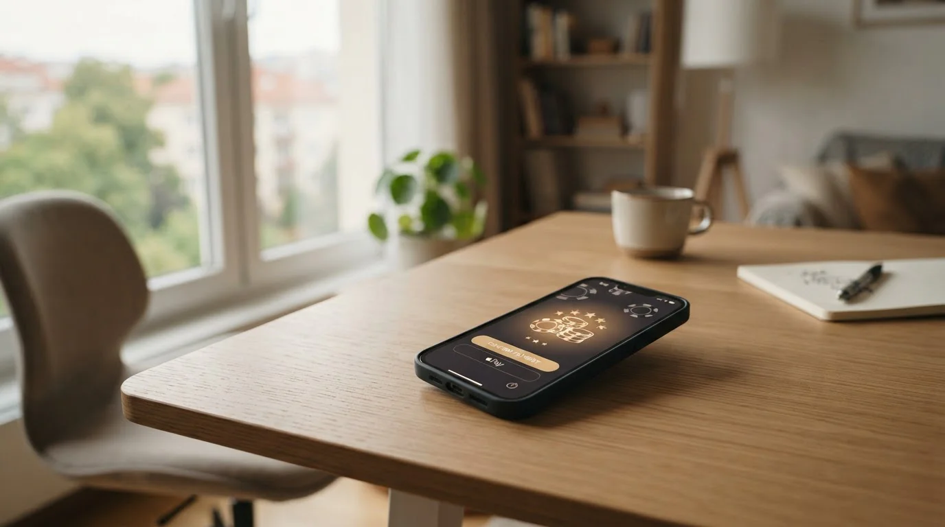 Mobilní telefon s otevřenou platební aplikací pro kasino vklady