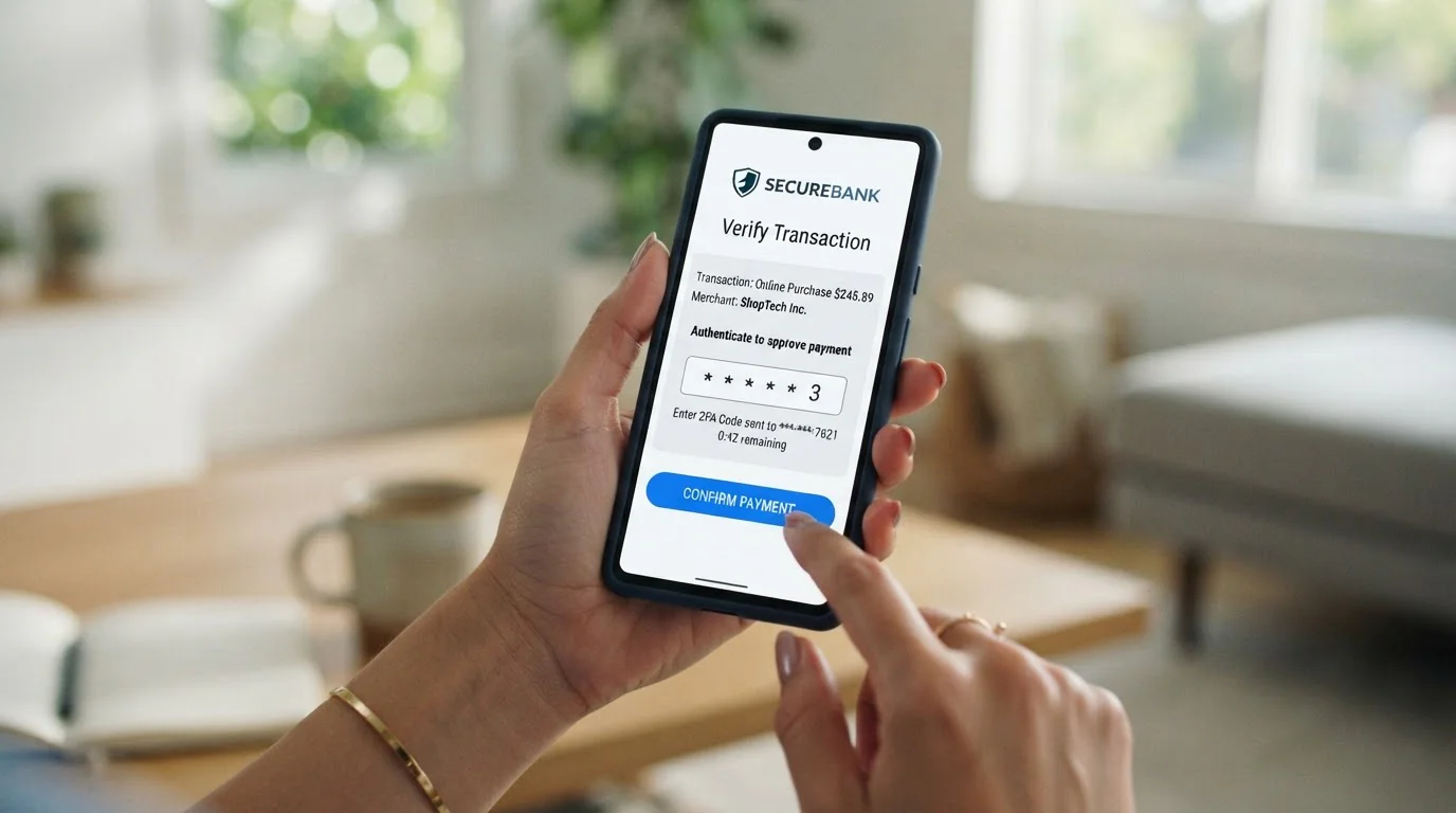 Mobilní telefon s ověřením online bankovnictví pro Trustly platbu